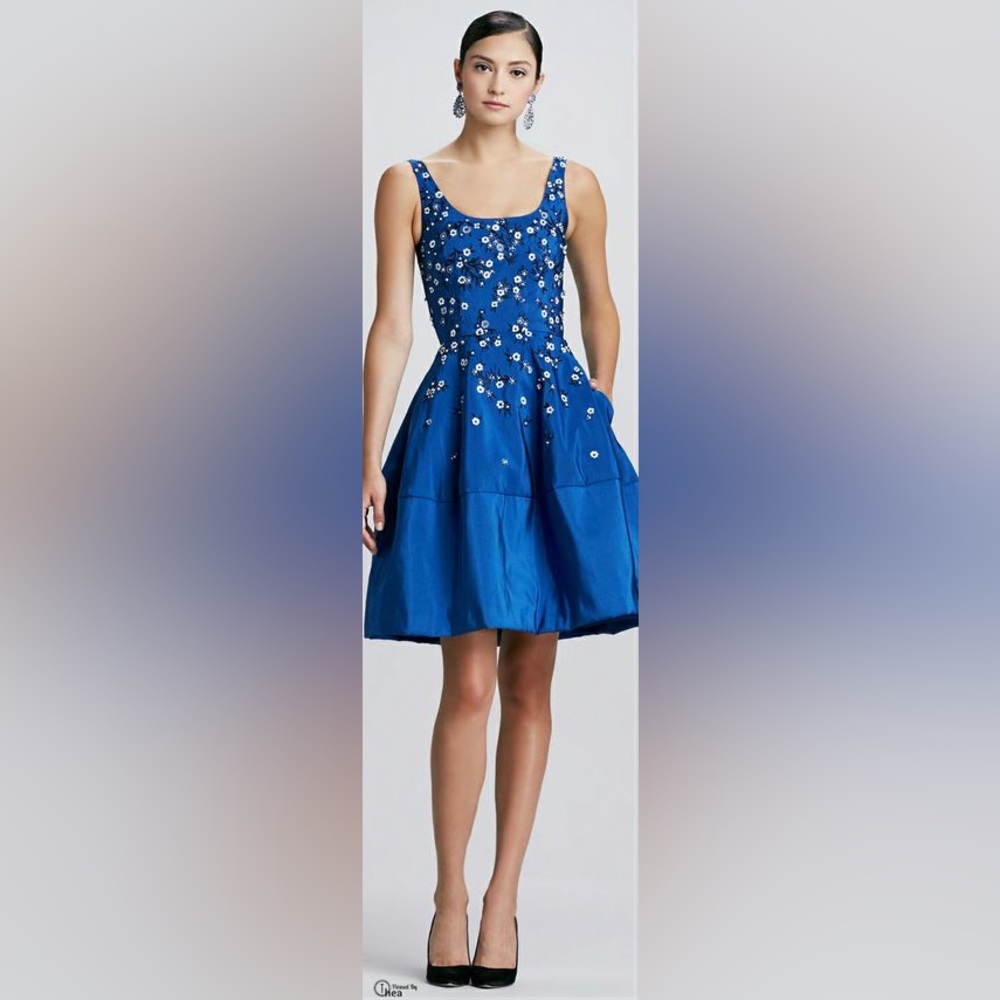 Oscar de la Renta Blue Embellished Dress